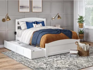 AFI Warren Solid Wood with 2-Drawer Storage Full Bed in White