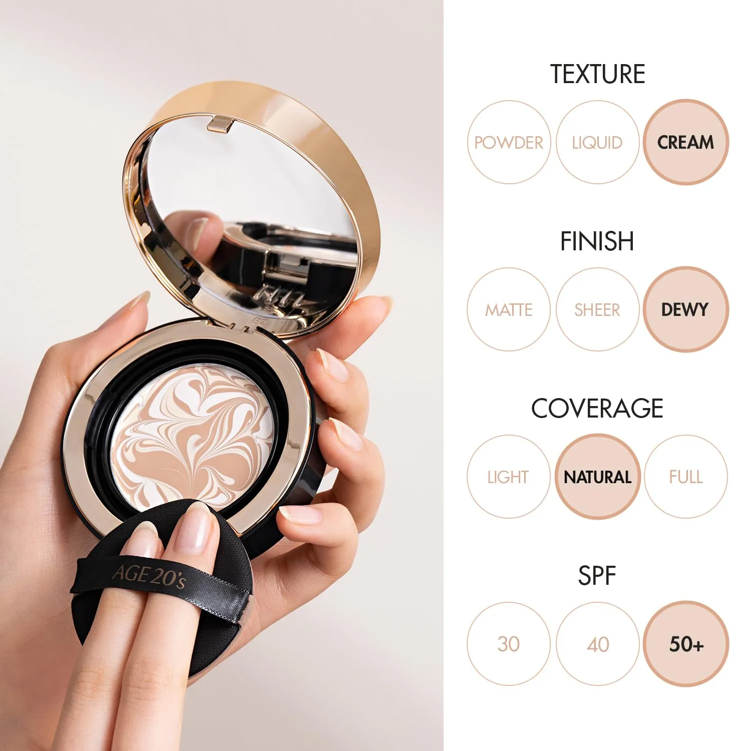 AGE20'S Signature Essence Pact SPF 50  | Pack of 2 | 23 Medium Beige | Cream Foundation, Dewy Finish, Natural Coverage | Korean Cushion Foundation