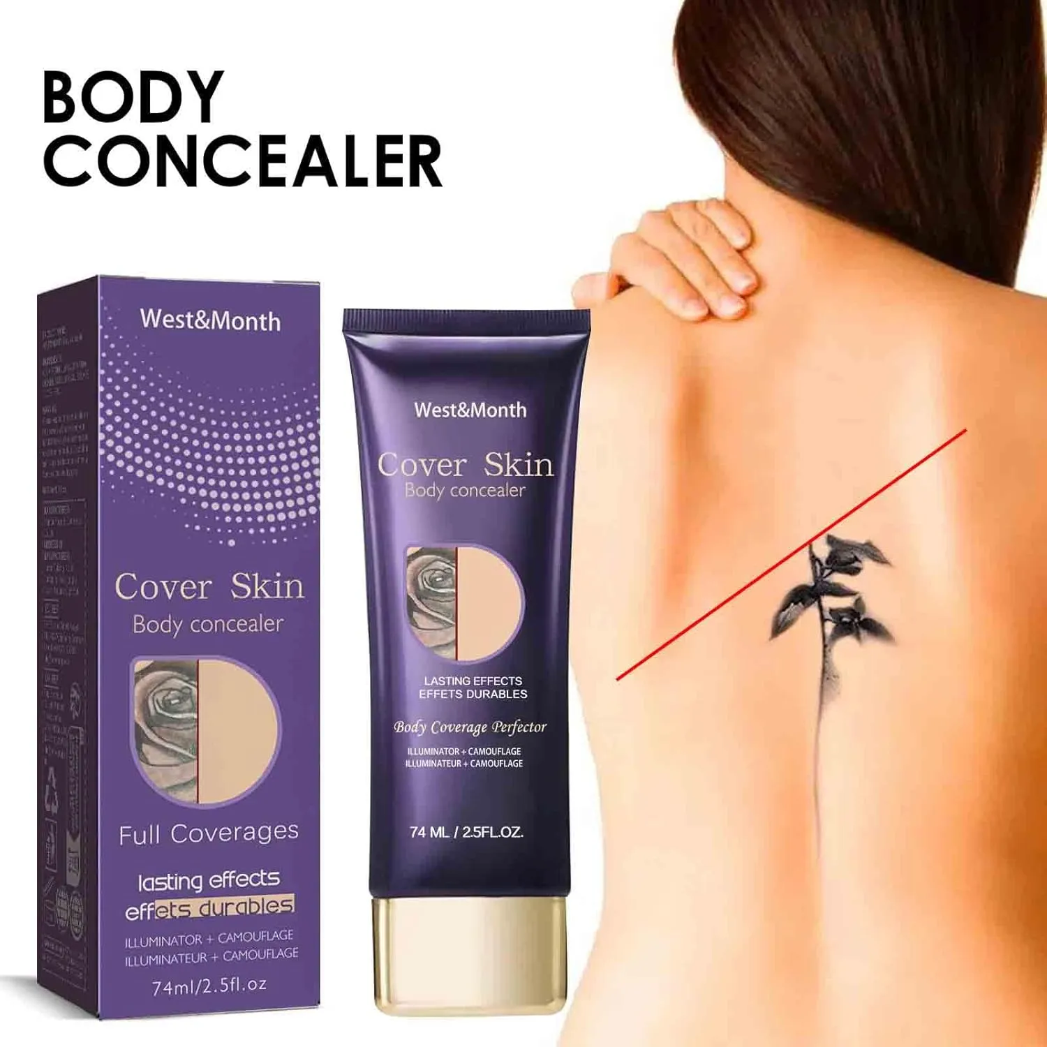 All Over Complexion Perfector, Body Coverage Perfector, Waterproof Long-Lasting Body Foundation Cream - Full Coverage Cover Up Makeup, Transfer-Resistant All Over Complexion Perfector (2pcs, 1)