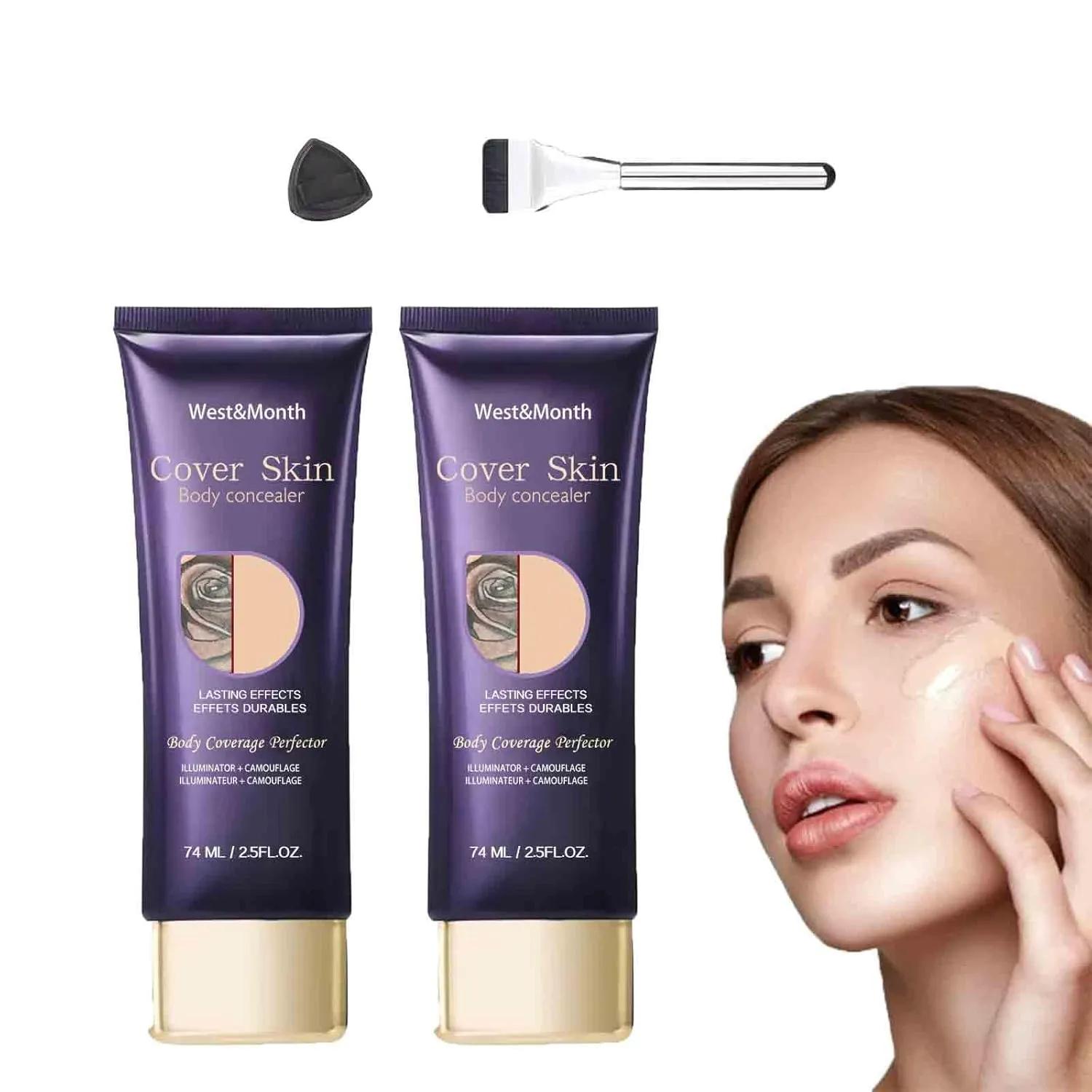 All Over Complexion Perfector, Body Coverage Perfector, Waterproof Long-Lasting Body Foundation Cream - Full Coverage Cover Up Makeup, Transfer-Resistant All Over Complexion Perfector (2pcs, 1)