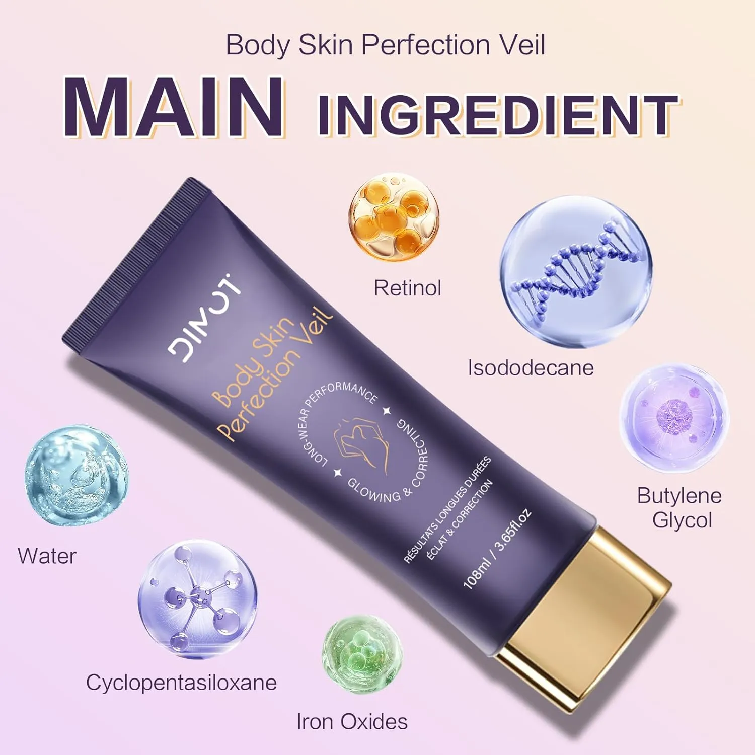 All-Over Complexion Perfector with 1 Extra Large Body Makeup Brush,Concealer Cream Hydrating Full Coverage Concealer - Tattoo Cover up Makeup Waterproof， Long-Lasting CC Cream Foundation (National)