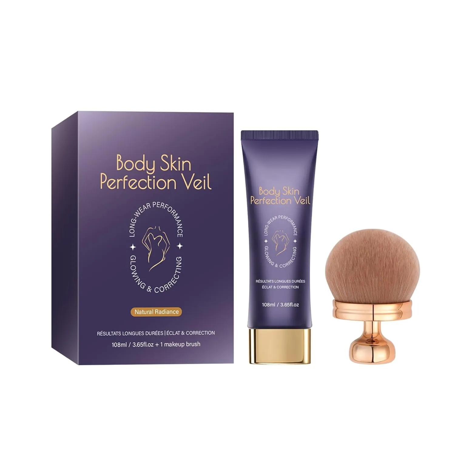 All-Over Complexion Perfector with 1 Extra Large Body Makeup Brush,Concealer Cream Hydrating Full Coverage Concealer - Tattoo Cover up Makeup Waterproof， Long-Lasting CC Cream Foundation (National)