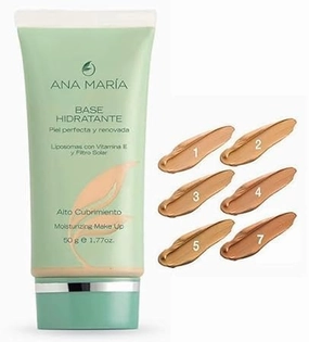 Ana Maria Cosmeticos Colombia Base Hidratante Liposomas Vitamina E Piel Perfecta y Renovada Alto Cubrimiento | Moisturizing Foundation Make Up High Coverage 1.77oz-50ml (Beige #3)