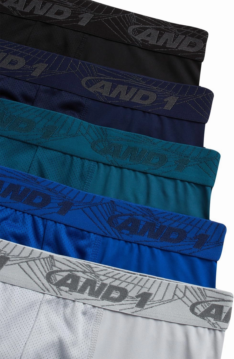 AND1 Mens Boxer Briefs - 5 Pack Performance Stretch Mens Underwear Long Leg Boxers for Men with Contour Pouch (Sizes: S-3XL)