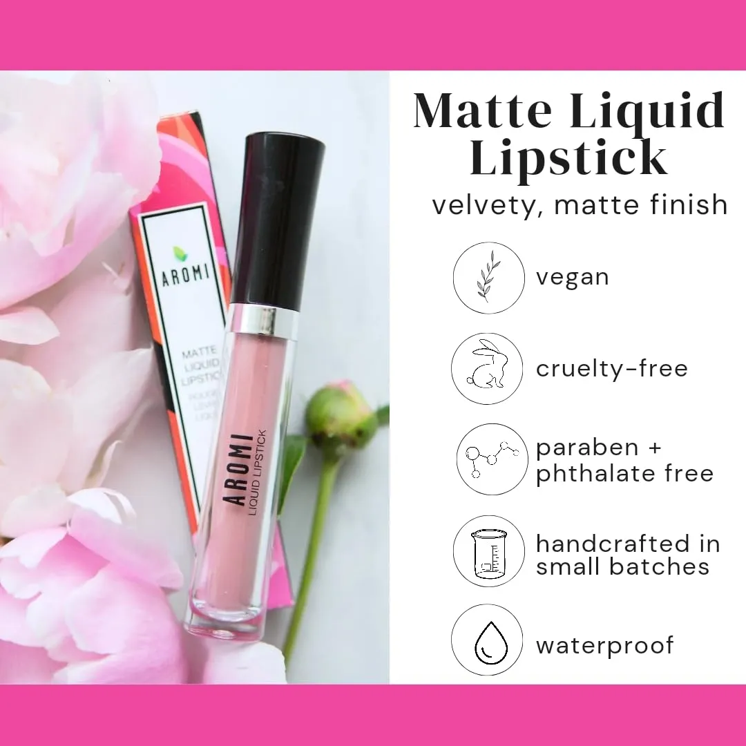 Aromi Ginger Spice Matte Liquid Lipstick | Nutmeg, Terra Cotta Lip Color, Vegan & Cruelty-free Beauty, Burnt Orange, Long-lasting Lipstick for Fall (Ginger Spice)