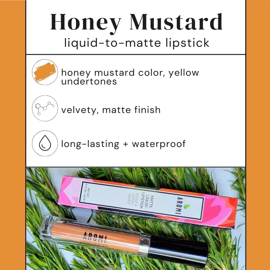 Aromi Matte Liquid Lipstick | Golden Yellow Lip Color for Women, Long-lasting, Apricot Squash Shade, Vegan, Cruelty-free (Honey Mustard)