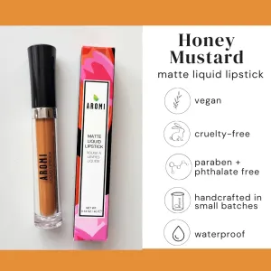 Aromi Matte Liquid Lipstick | Golden Yellow Lip Color for Women, Long-lasting, Apricot Squash Shade, Vegan, Cruelty-free (Honey Mustard)