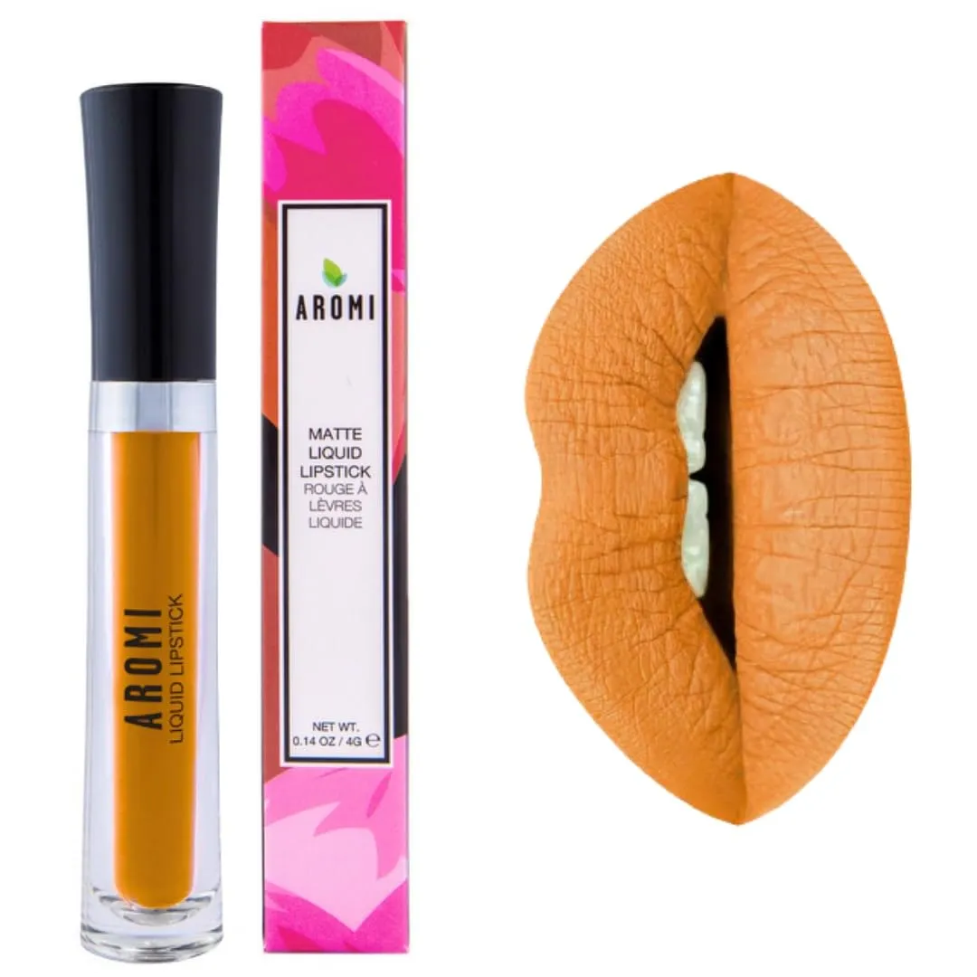 Aromi Matte Liquid Lipstick | Golden Yellow Lip Color for Women, Long-lasting, Apricot Squash Shade, Vegan, Cruelty-free (Honey Mustard)