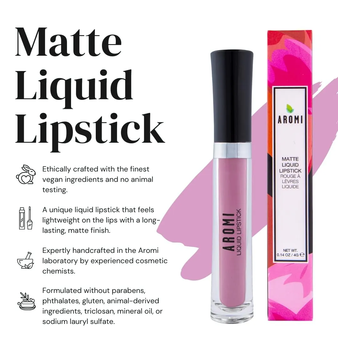 Aromi Matte Liquid Lipstick | Light, Baby Pink Lip Color with Blue Undertones, Long-lasting, Vegan, Cruelty-free, Gluten, Paraben,   Phthalate Free (Ballet Slipper)