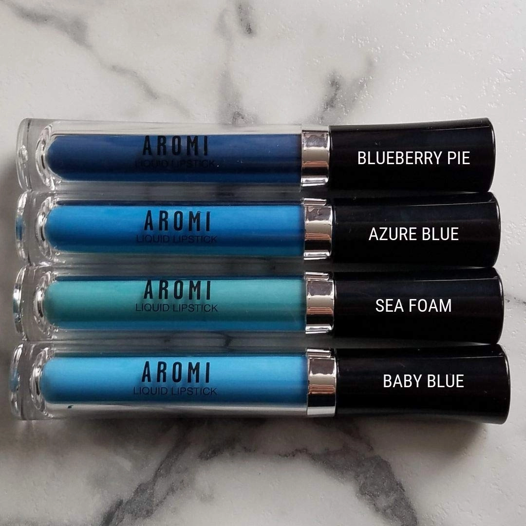 Aromi Dark Blue Matte Liquid Lipstick | Navy Lip Color, Long-Lasting, Vegan & Cruelty-free, Waterproof, (Blueberry Pie)