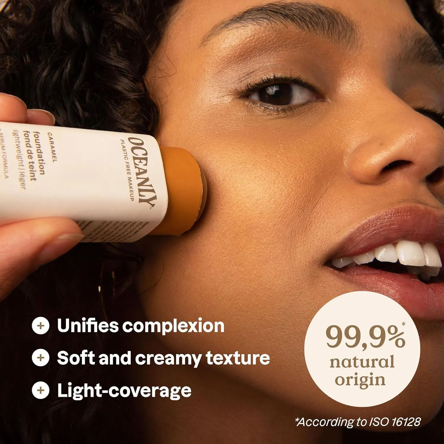 ATTITUDE Oceanly Light Coverage Foundation Stick, Titanium Dioxide-Free, EWG Verified, Plastic-Free, Vegan & Cruelty-free Makeup, Caramel, 0.42 Ounces