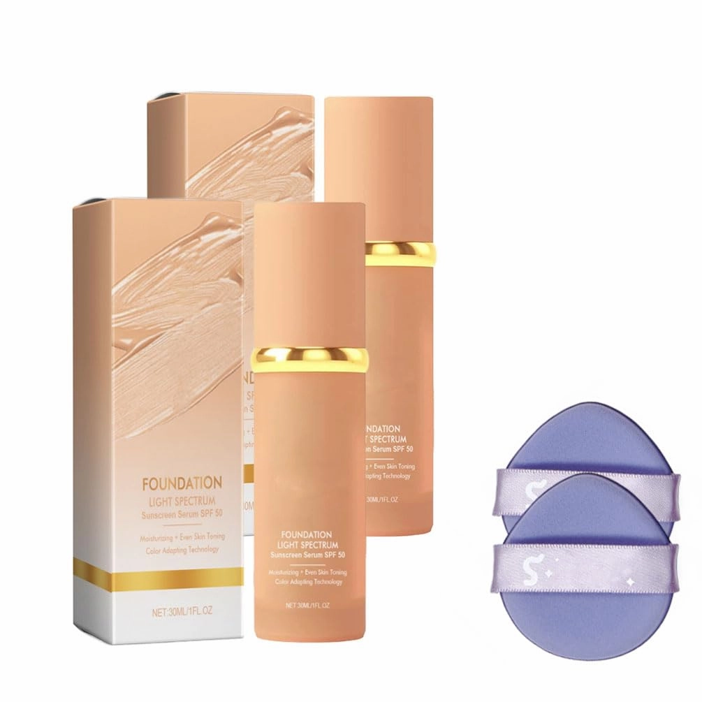 Aufortunate Foundation 4 in 1 - Light Spectrum,Hydrating Color Changing Foundation Light Spectrum,Cabindealer 4 in 1 foundation, Color Changing Foundation (White, 2pcs)