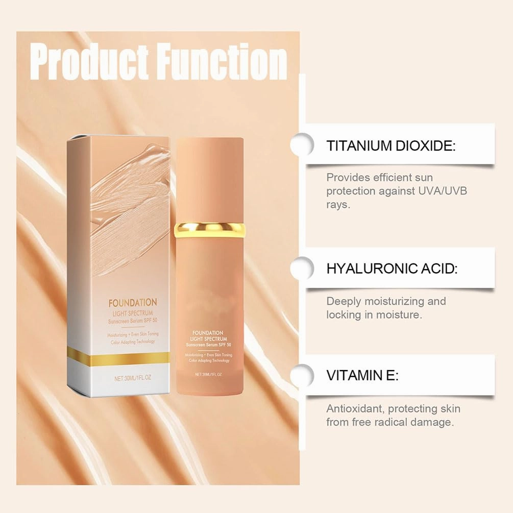 Aufortunate Foundation 4 in 1 - Light Spectrum,Hydrating Color Changing Foundation Light Spectrum,Cabindealer 4 in 1 foundation, Color Changing Foundation (White, 2pcs)