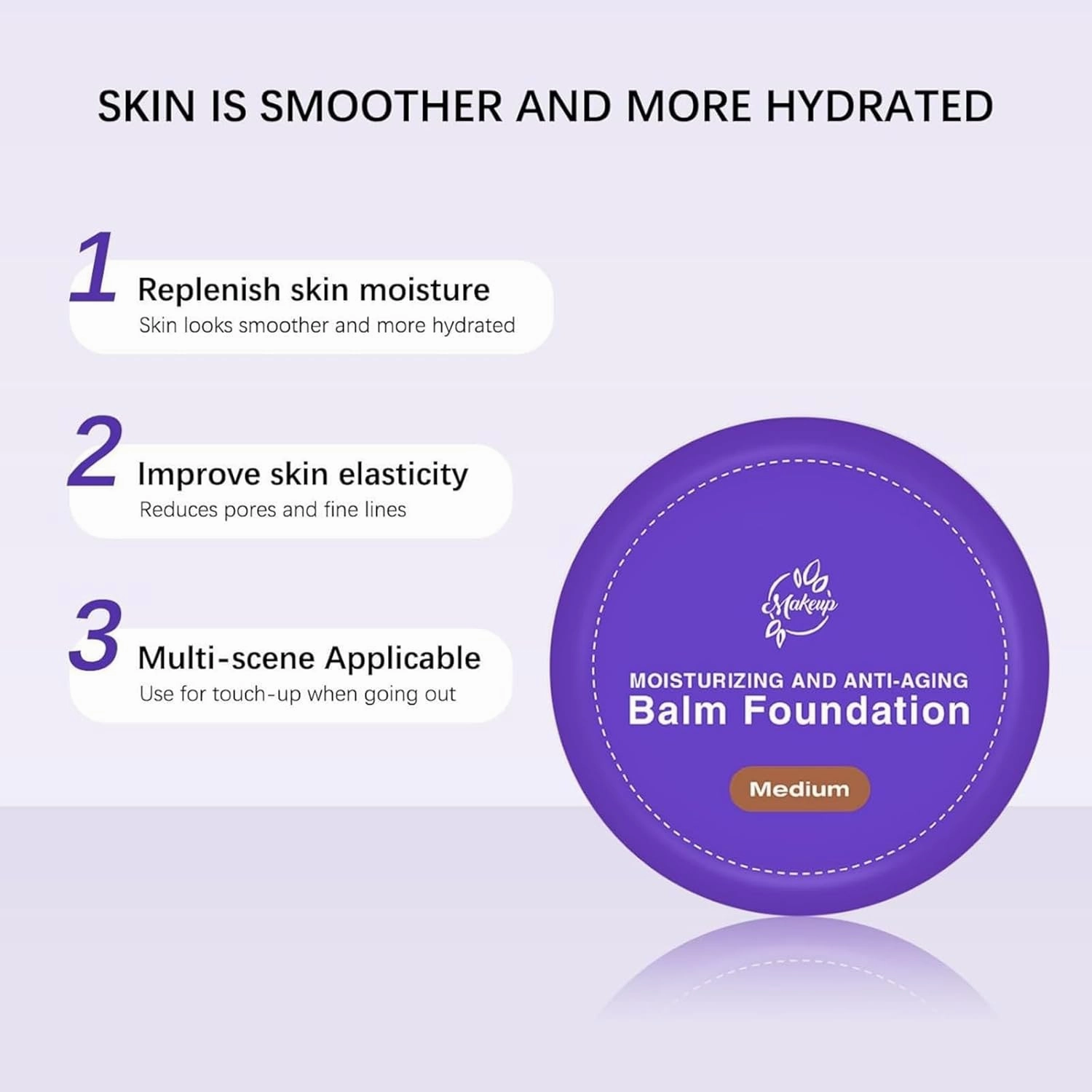 Balm Foundation for Mature Skin - Hydrating Medium Coverage Foundation Balm, Age-Defying, Vegan Formula Blurs Appearance of Fine Lines, Non-Creasing Satin Finish, All Skin Types (A-2Pcs)
