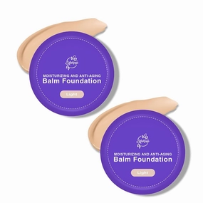 Balm Foundation for Mature Skin - Hydrating Medium Coverage Foundation Balm, Age-Defying, Vegan Formula Blurs Appearance of Fine Lines, Non-Creasing Satin Finish, All Skin Types (A-2Pcs)