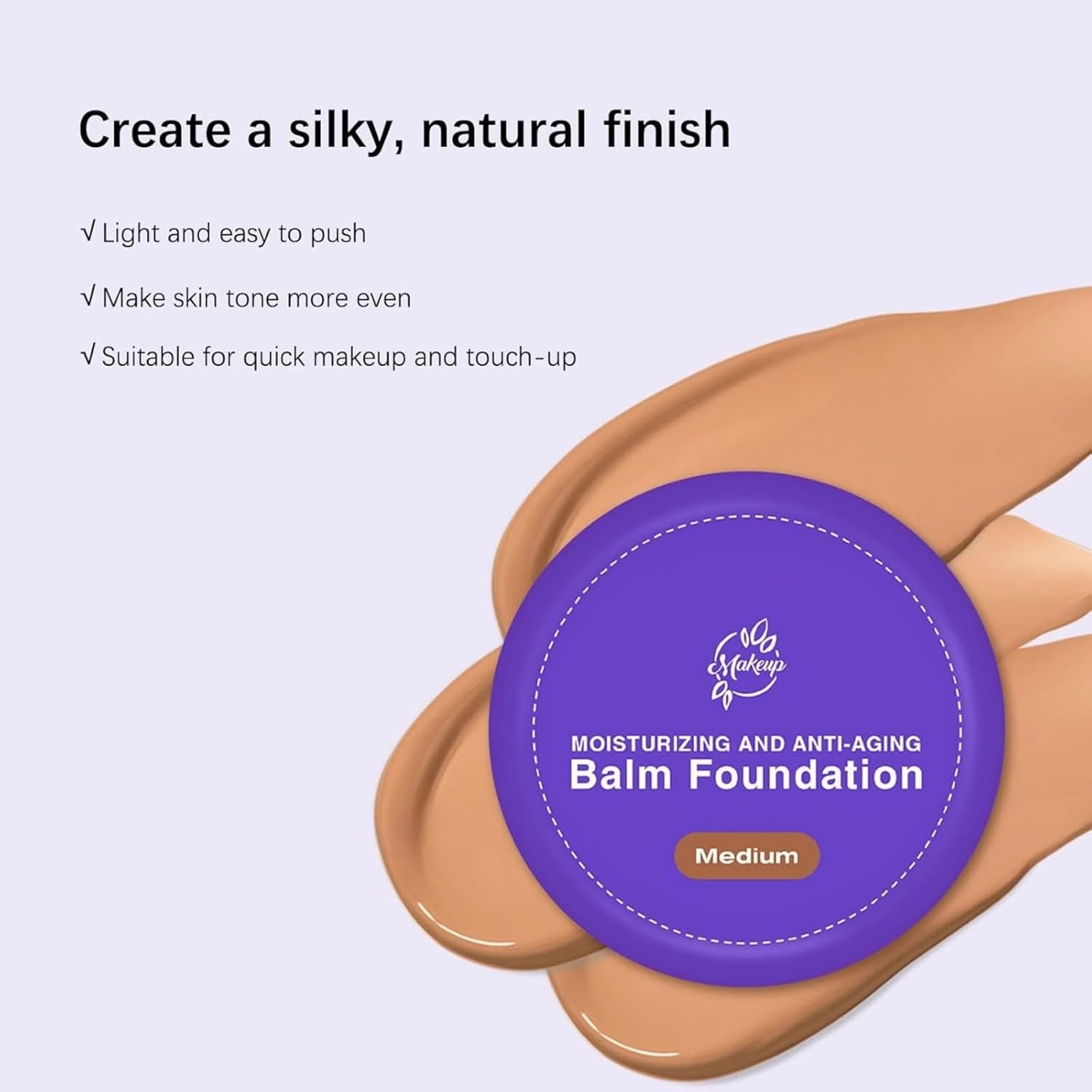 Balm Foundation for Mature Skin - Hydrating Medium Coverage Foundation Balm, Age-Defying, Vegan Formula Blurs Appearance of Fine Lines, Non-Creasing Satin Finish, All Skin Types (A-2Pcs)