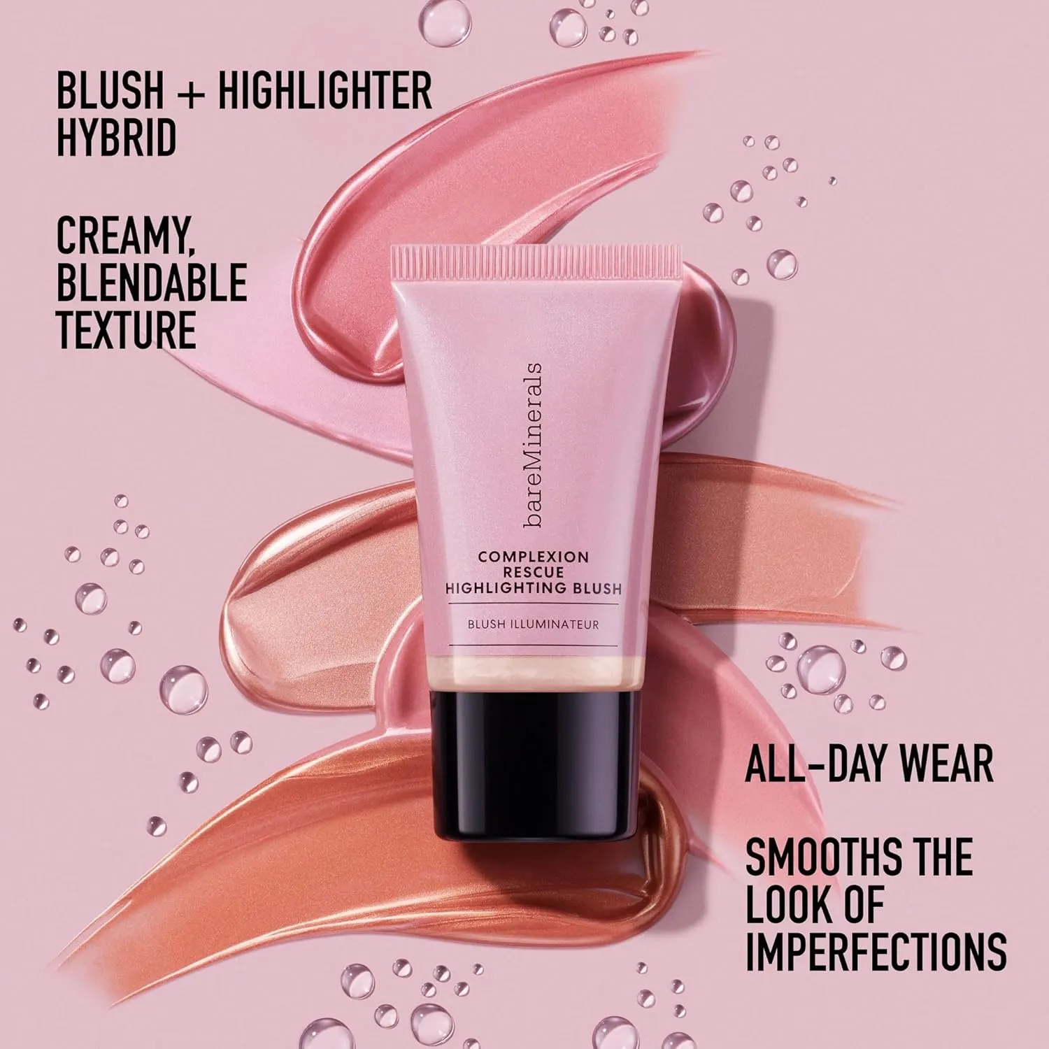 bareMinerals Complexion Rescue Highlighting Liquid Blush, Liquid Highlighter   Blush Hybrid, Buildable, Gel-Cream, Liquid Blush for Cheeks, All Day Wear, Vegan