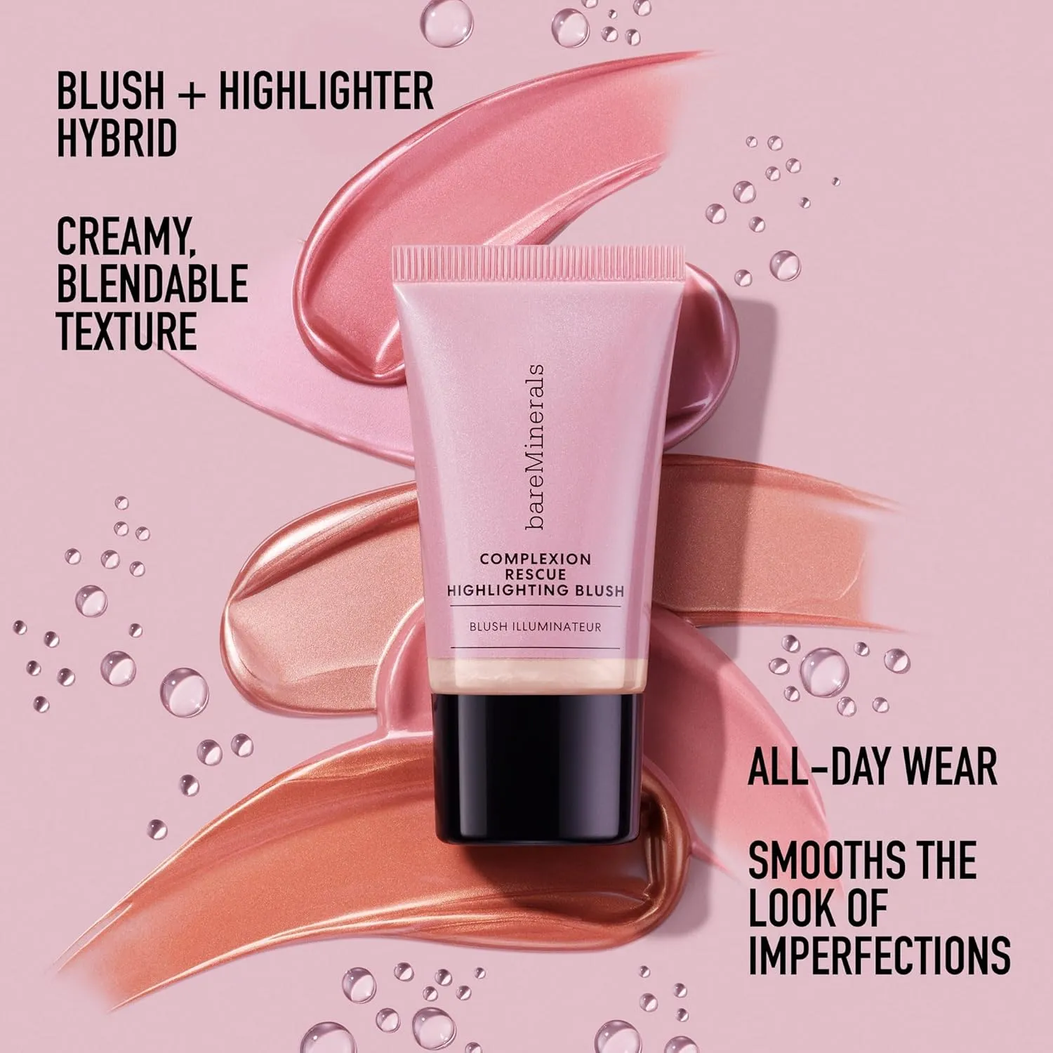 bareMinerals Complexion Rescue Highlighting Liquid Blush, Liquid Highlighter   Blush Hybrid, Buildable, Gel-Cream, Liquid Blush for Cheeks, All Day Wear, Vegan