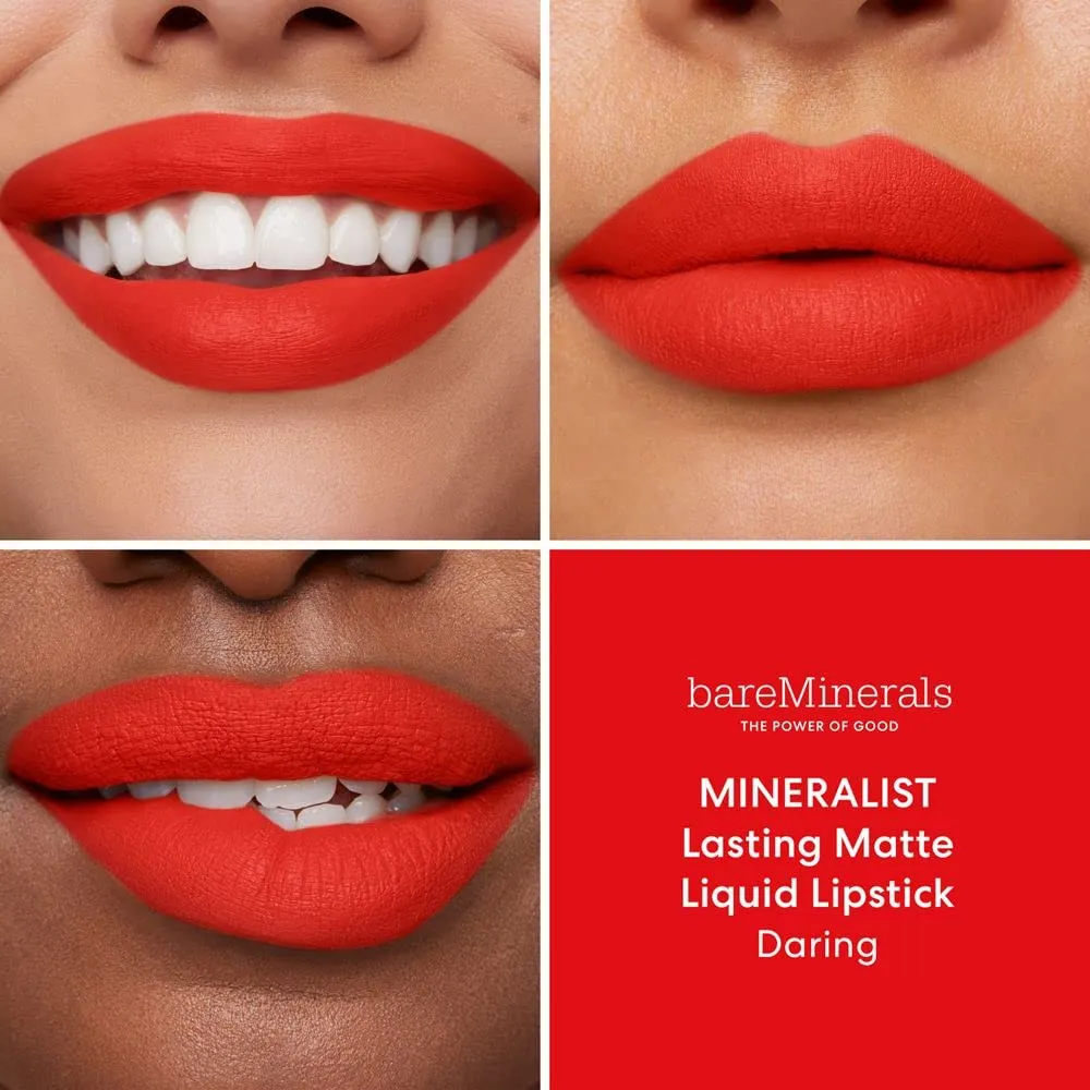 bareMinerals Mineralist Lasting Matte Liquid Lipstick for Women, Velvet Matte Finish, All-Day Wear, Weightless, Non-Drying Formula, Talc-Free Lipstick