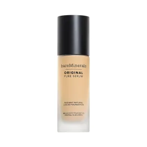 bareMinerals Original Pure Serum Radiant Natural Liquid Foundation Mineral SPF 20, Hydrating Skin Tint, Dewy Finish, Lightweight, Medium Coverage, Non-Comedogenic, Vegan