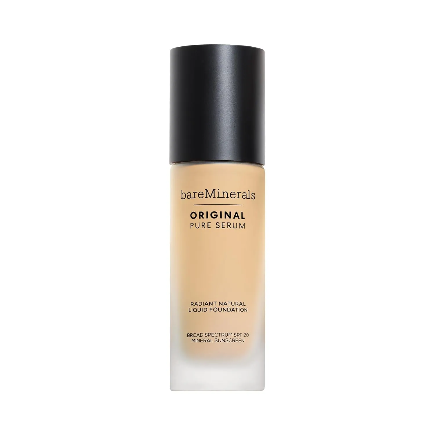 bareMinerals Original Pure Serum Radiant Natural Liquid Foundation Mineral SPF 20, Hydrating Skin Tint, Dewy Finish, Lightweight, Medium Coverage, Non-Comedogenic, Vegan