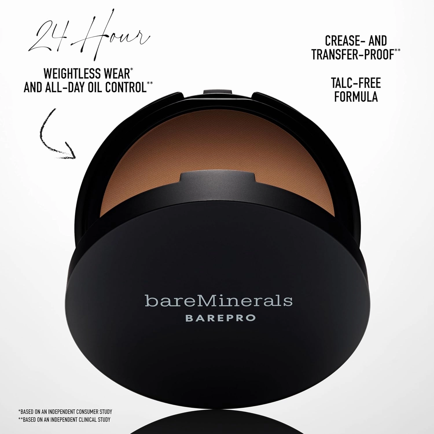 bareMinerals Barepro Skin-Perfecting Powder Foundation, Matte Pressed Powder Foundation Full Coverage with Plant-Based Squalene, Oil Control, Vegan