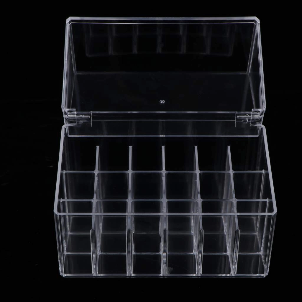 barenx New Acrylic Clear Lipstick Lipgloss Organiser W/Lid - 18 Spaces, Clear