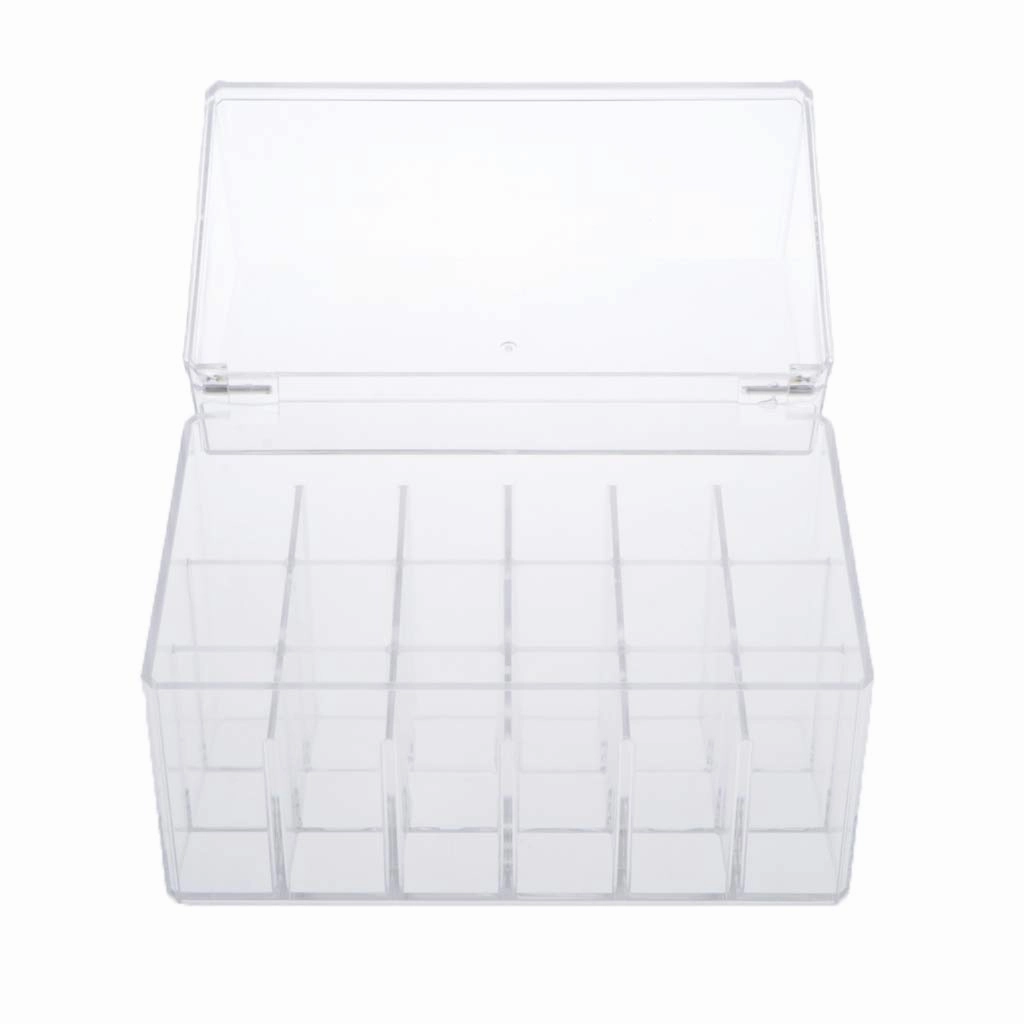 barenx New Acrylic Clear Lipstick Lipgloss Organiser W/Lid - 18 Spaces, Clear