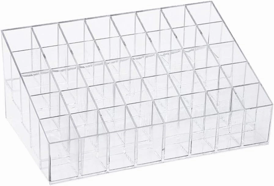 Beaupretty Lipstick Holder 40 Space Clear Acrylic Lip Gloss Lipgloss Display Rack Nail Polish Rack Makeup Organizer for Lipstick Oil Rollers Tubes
