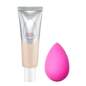 Beautyblender Bounce Liquid Whip Long Wear Foundation (1.10 N Light Shell) & Original Pink Beauty Blender Makeup Sponge Bundle