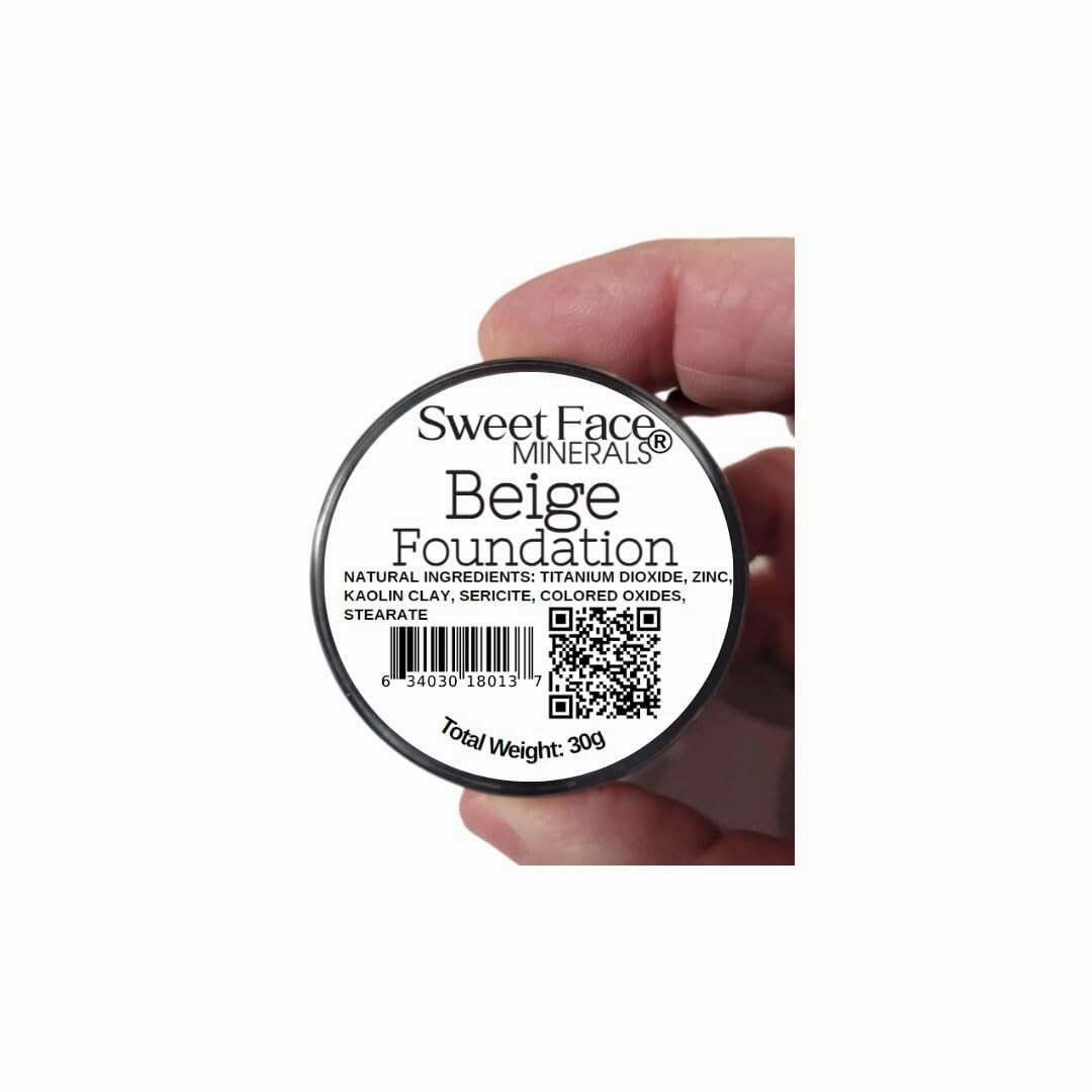 BEIGE FOUNDATION Mineral Makeup (30 gram Jar) Matte Mineral Makeup Loose Powder Foundation – Full Coverage, Natural Finish, Noncomedogenic, SPF 30