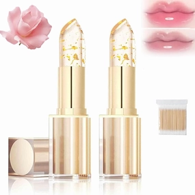 Beneficial Lip Stain, Transferproof Color Changing Lipstick,Gold Crystal Lipstick Color Changing Mood Lip Stick Long Lasting,LevoraPh Smart ColorShift Lipsticks With Gold Flakes (Yellow, 2)