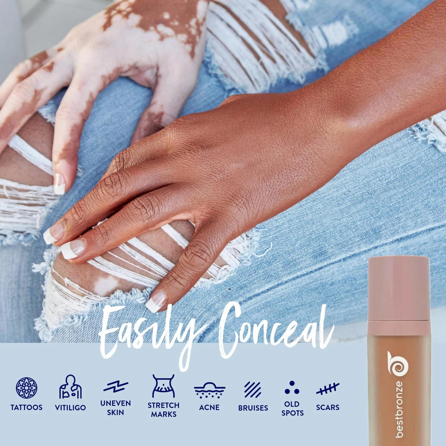 Best Bronze Bombshell Body Makeup - Tattoo Cover Up Makeup & Body Foundation Waterproof - Tattoo Concealer Waterproof for Scars, Varicose Veins Cover Up & Leg Foundation (NC53 Bronze Radiance)