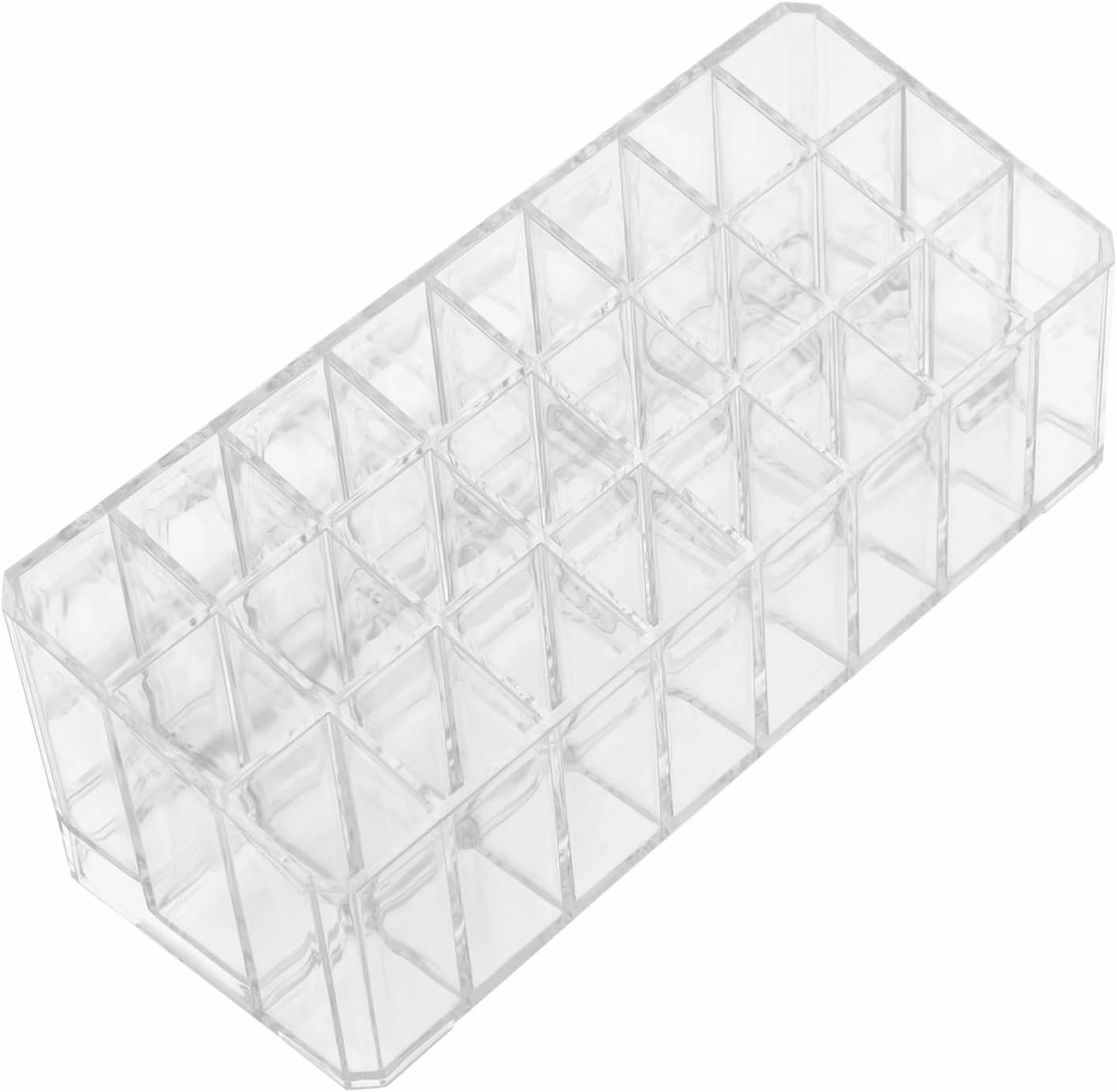 BESTOYARD 24grids Transparent Lipstick Organizer with Clear Makeup Storage Display Case for Vanity Nail Polish and Lip Gloss Holder for Bathroom Countertop Sturdy Design for