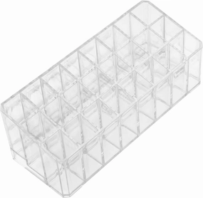 BESTOYARD 24grids Transparent Lipstick Organizer with Clear Makeup Storage Display Case for Vanity Nail Polish and Lip Gloss Holder for Bathroom Countertop Sturdy Design for