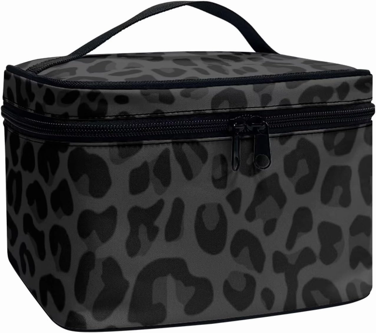Black Leopard Print Toiletry Bag 1Pc Portable Cosmetic Storage Bag Make Up Bag Travelling Organizer Black Travel Skincare Bag Travel Makeup Bag Toiletry Bags Large Cosmetic Cases for Women
