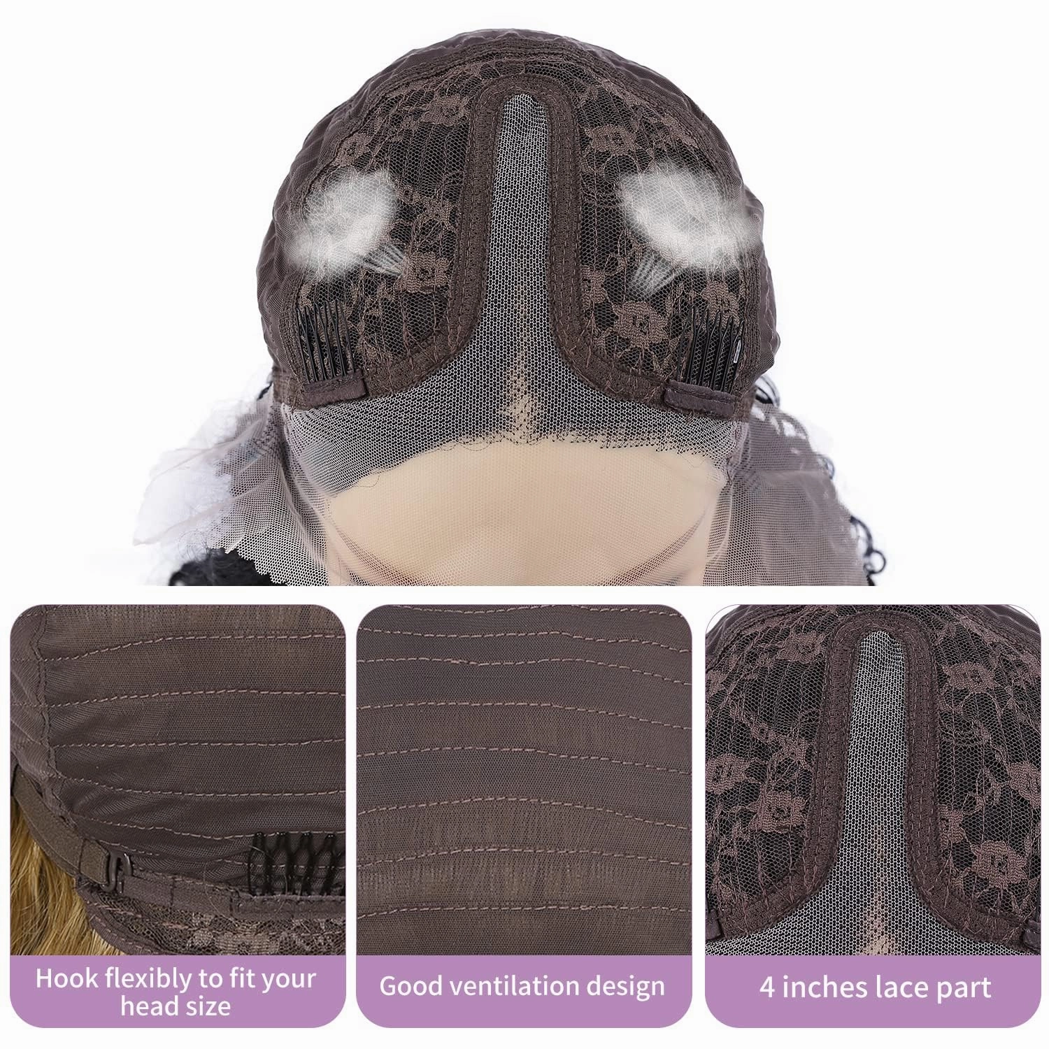 Black Long Kinky Curly Wig 13x4x1 T Lace Middle Part Deep Curly Glueless Wig for Black Women
