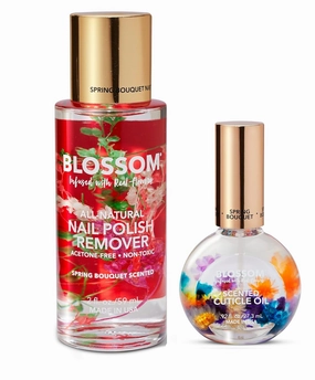 Blossom Hydrating, Moisturizing, Strengthening, 1oz Scented Cuticle Oil   All Natural Organic Plant-Based, Acetone Free Nail Polish Remover, Spring Bouquet 2 Pack Bundle