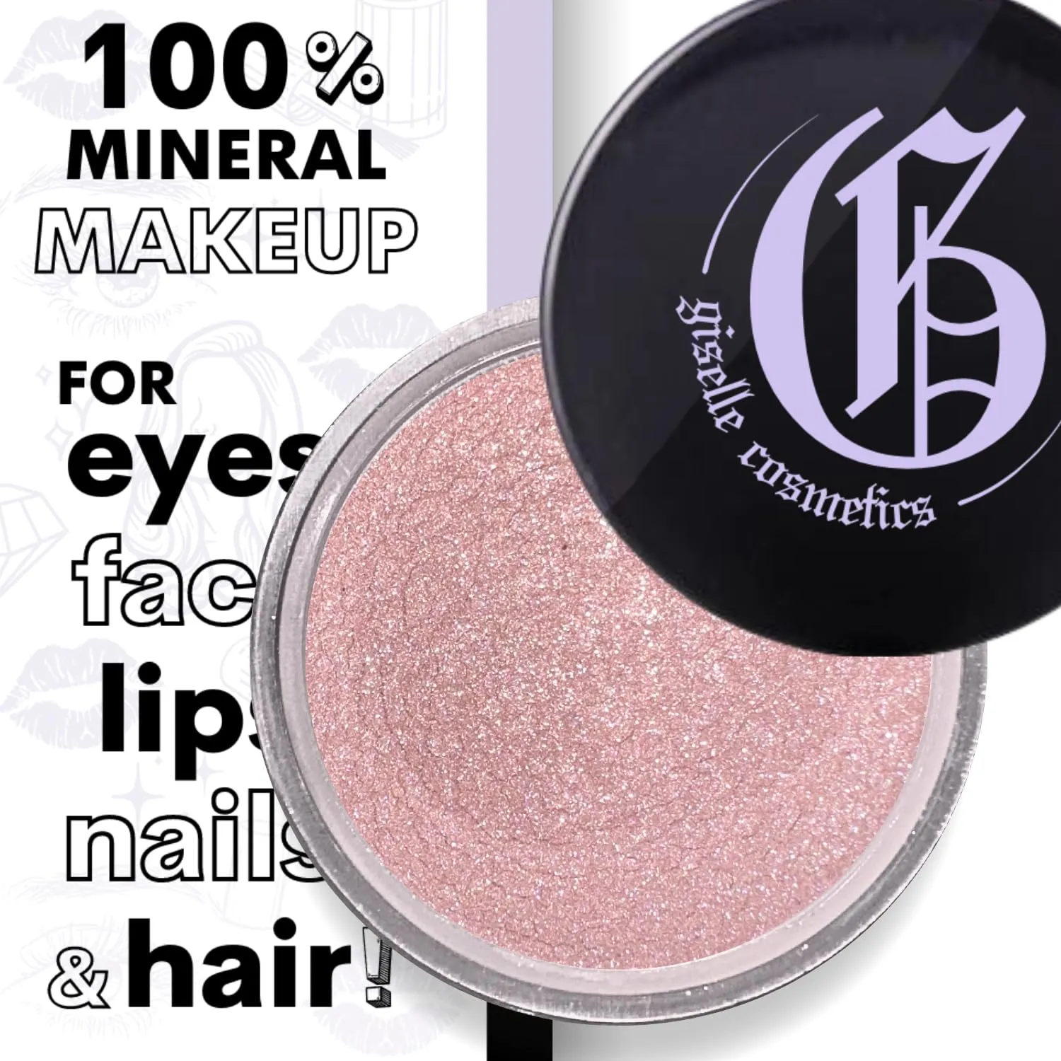 Brush Light Copper Loose Mineral Eye Shadow - Organic, Hypoallergenic, Talc-Free Makeup, Shimmer & Glitter Eyeshadow Palette, Pink & Metallic Iridescent Eye Shadow