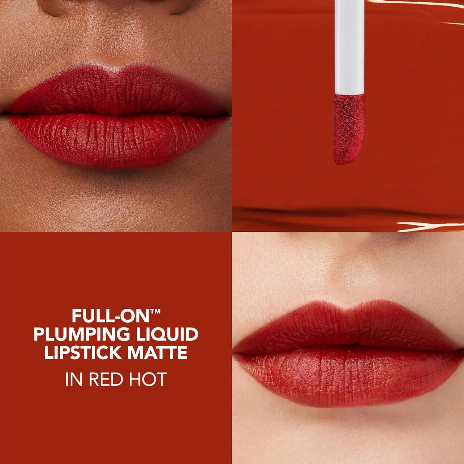 BUXOM Full-ON Plumping Liquid Lipstick Matte - Transfer-proof Plumping Lip Color, 8-hour long wear with Vitamin E Hyaluronic Acid & Plumping Peptide Complex to Hydrate & Smooth Lip Lines, Cruelty-Free