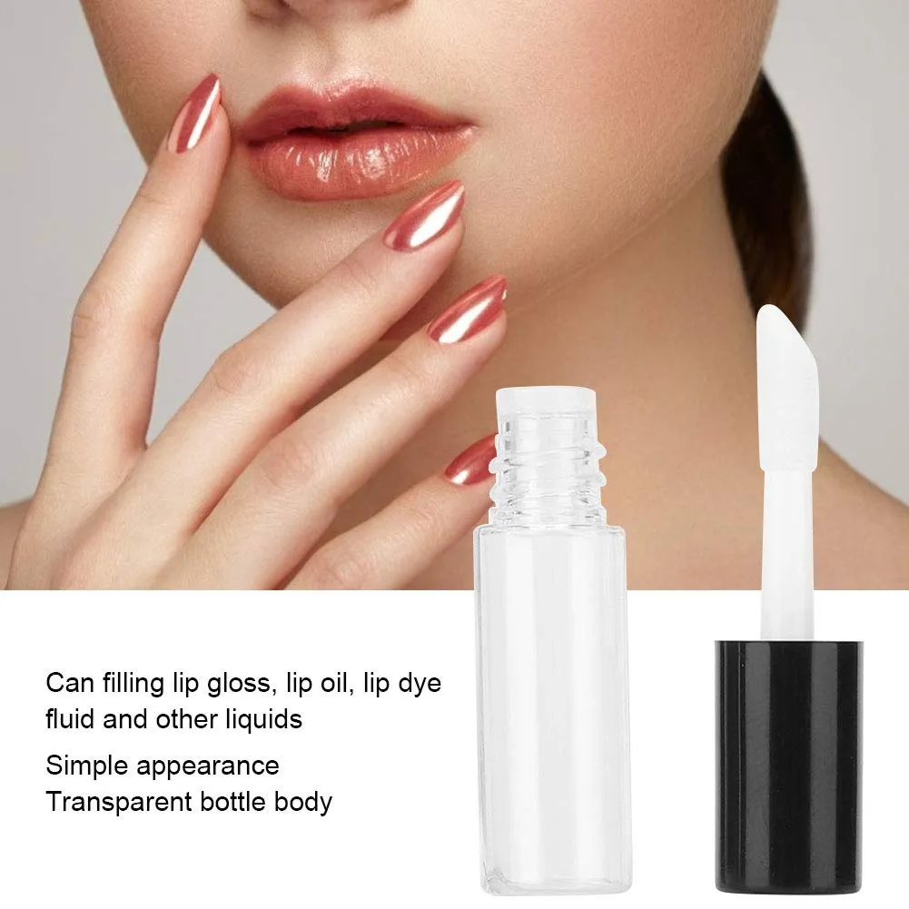 Case of 90 packs, Empty Plastic Clear Lip Gloss Tubes Lip Balm Bottle Container Black Transparent 1.2ML Makeup Tool for Women (90 pcs, Black)