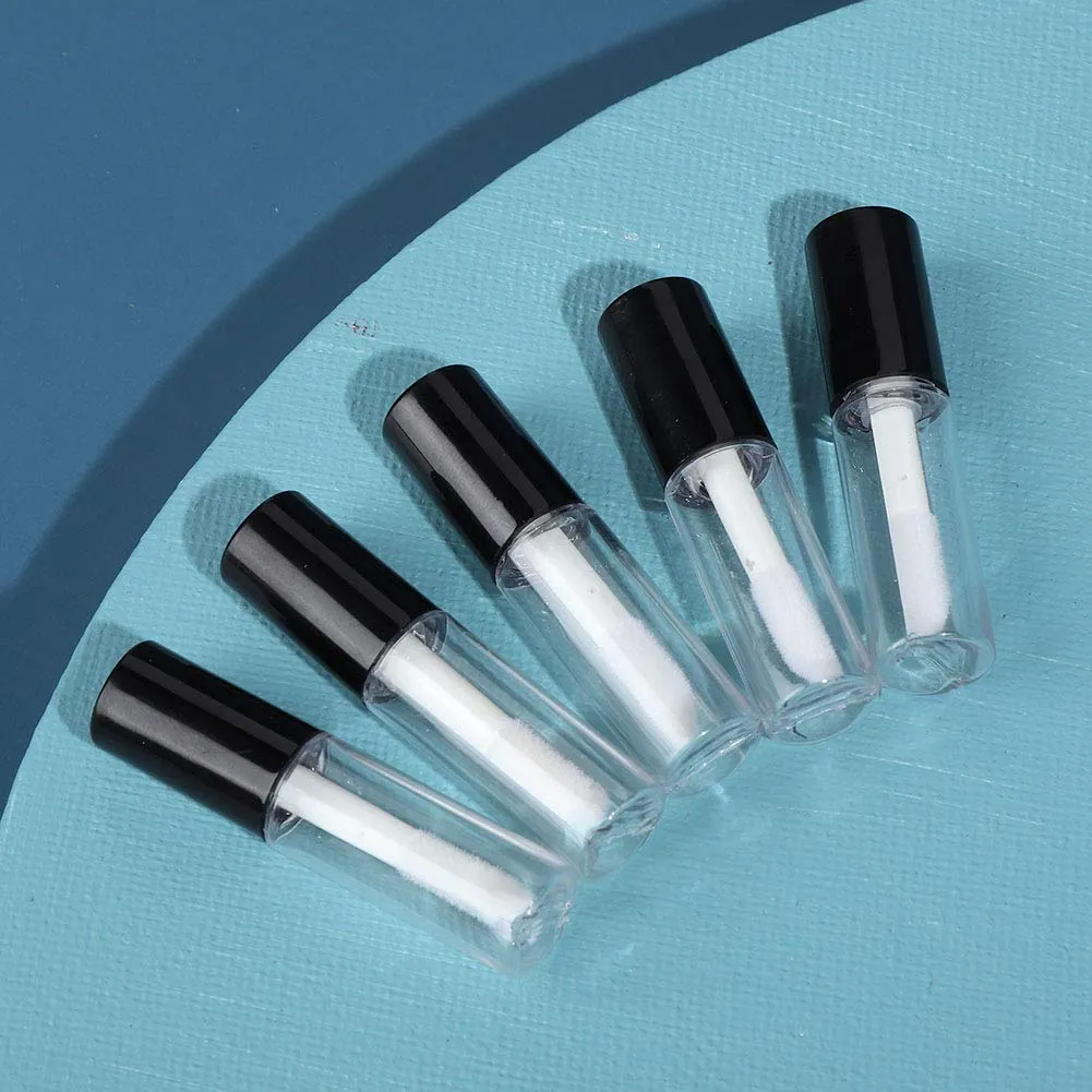 Case of 90 packs, Empty Plastic Clear Lip Gloss Tubes Lip Balm Bottle Container Black Transparent 1.2ML Makeup Tool for Women (90 pcs, Black)