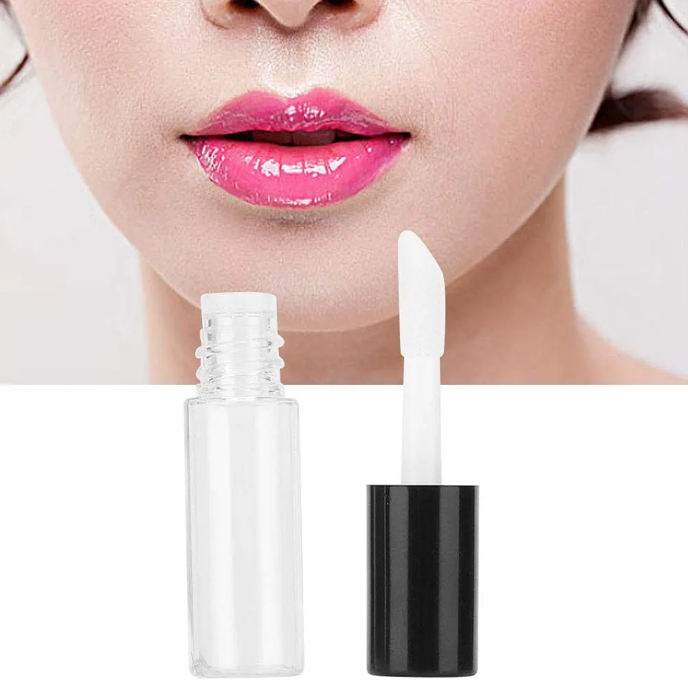 Case of 90 packs, Empty Plastic Clear Lip Gloss Tubes Lip Balm Bottle Container Black Transparent 1.2ML Makeup Tool for Women (90 pcs, Black)