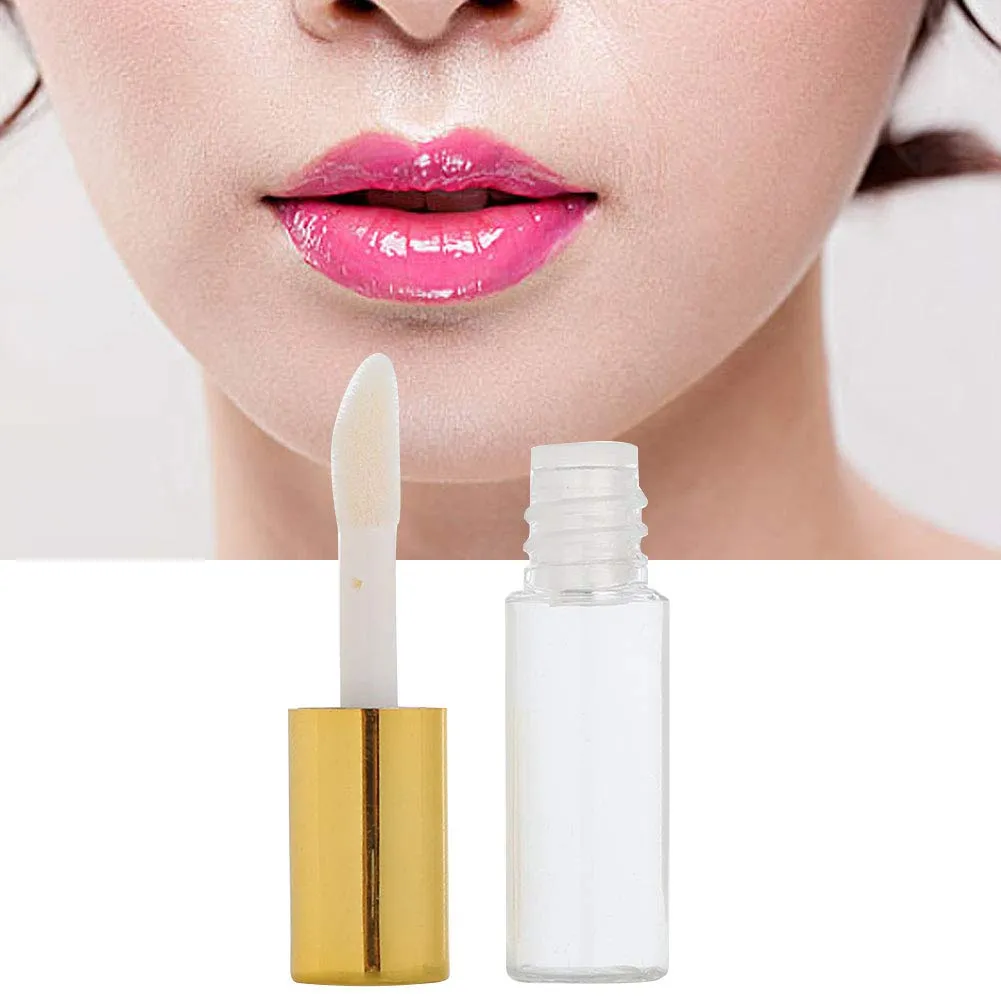 Case of 90 packs, Empty Plastic Clear Lip Gloss Tubes Lip Balm Bottle Container Gold Transparent 1.2ML Makeup Tool for Women (90 pcs, Gold)