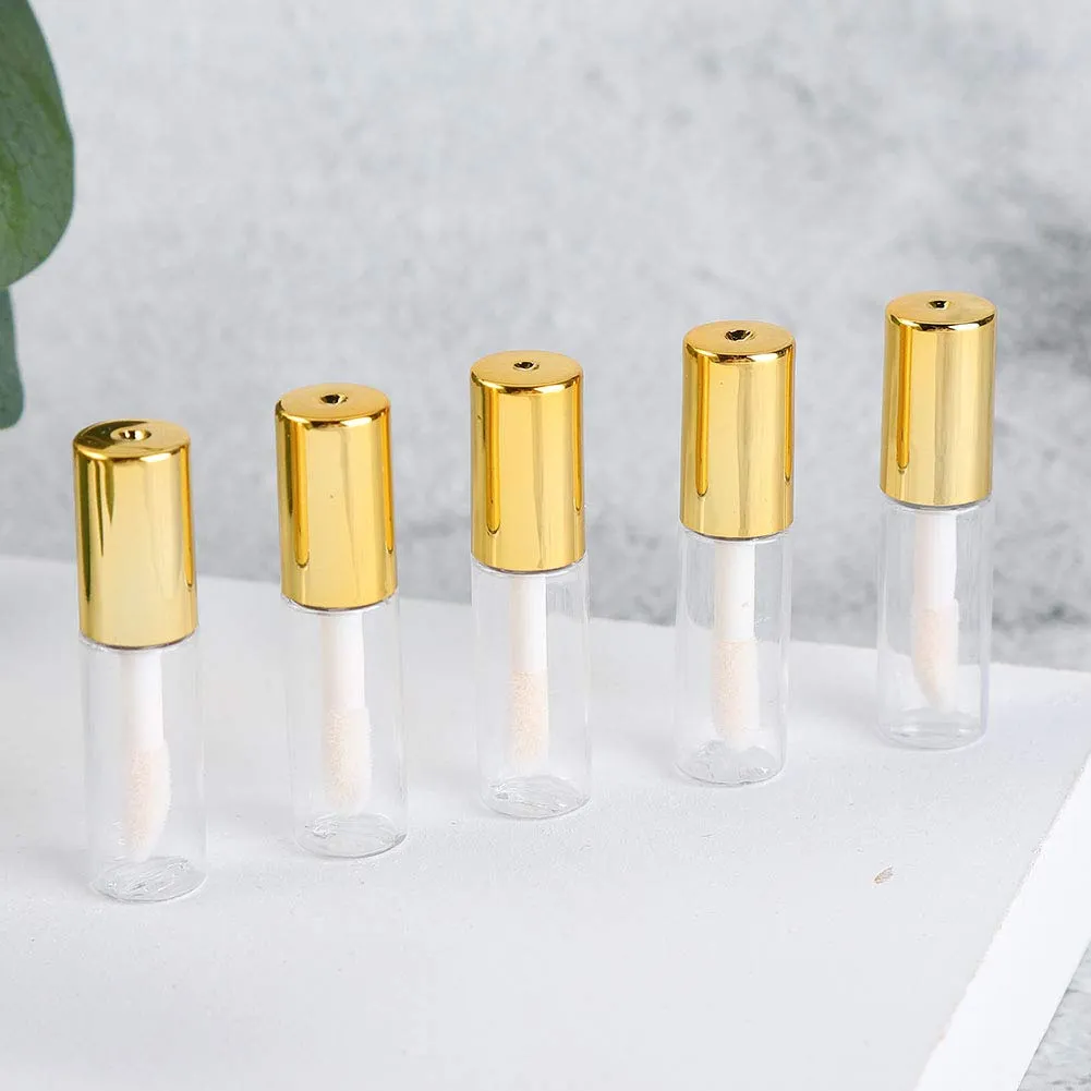 Case of 90 packs, Empty Plastic Clear Lip Gloss Tubes Lip Balm Bottle Container Gold Transparent 1.2ML Makeup Tool for Women (90 pcs, Gold)