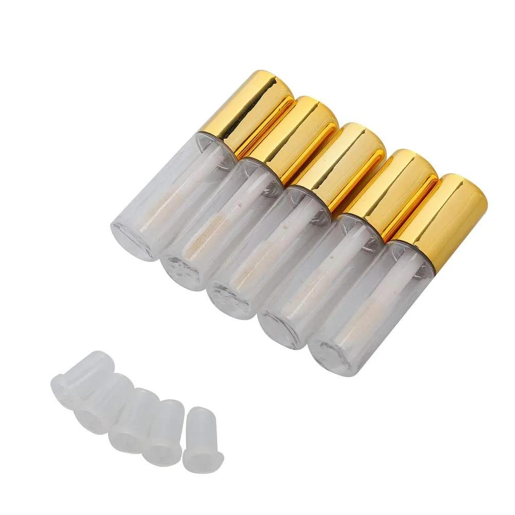 Case of 90 packs, Empty Plastic Clear Lip Gloss Tubes Lip Balm Bottle Container Gold Transparent 1.2ML Makeup Tool for Women (90 pcs, Gold)
