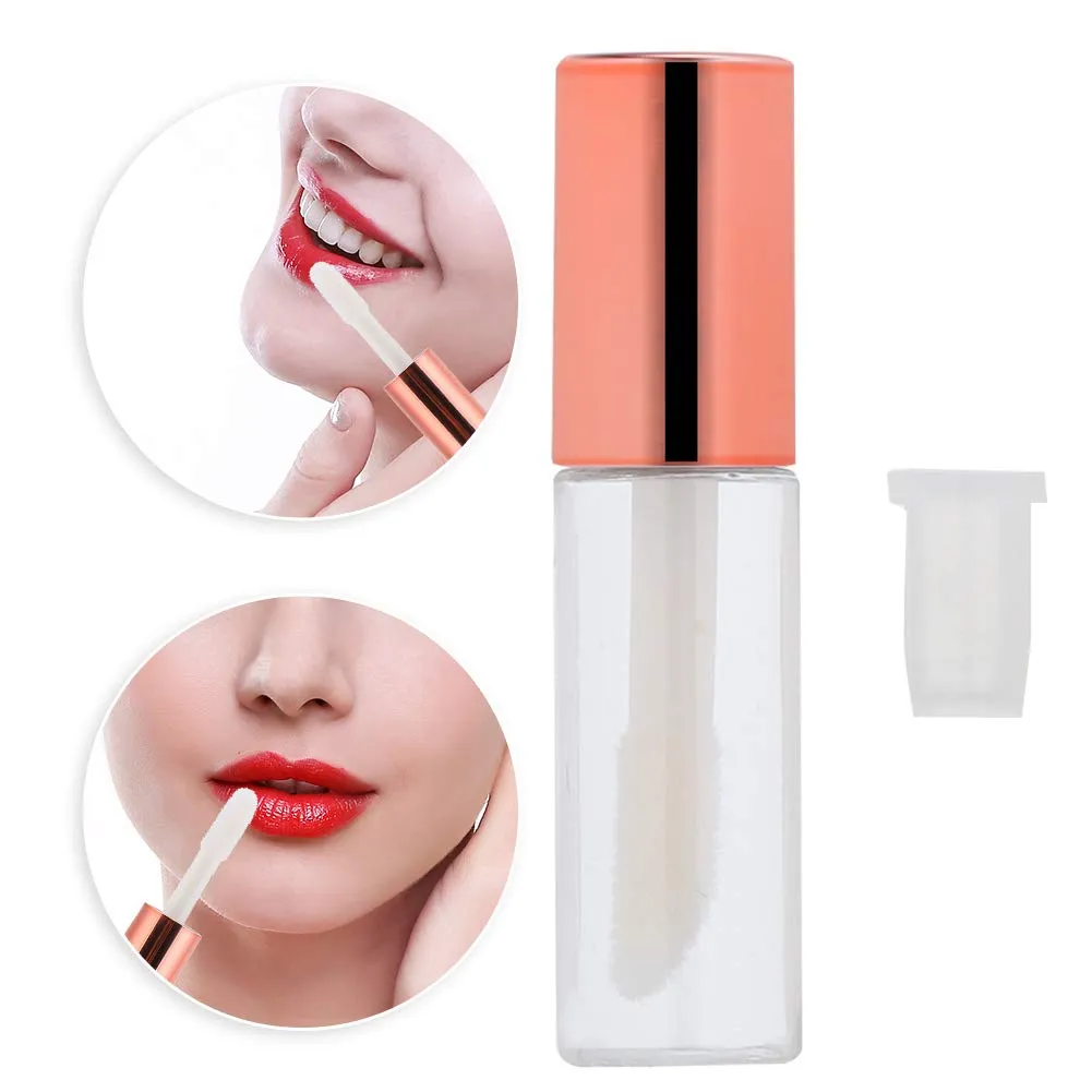 Case of 90 packs, Empty Plastic Clear Lip Gloss Tubes Lip Balm Bottle Container Rose Gold Transparent 1.2ML Makeup Tool for Women (90 pcs, Rose Gold)