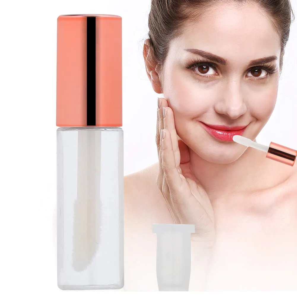 Case of 90 packs, Empty Plastic Clear Lip Gloss Tubes Lip Balm Bottle Container Rose Gold Transparent 1.2ML Makeup Tool for Women (90 pcs, Rose Gold)