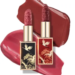 Catkin Moist Lipstick Hydrating High Impact Color Infused with Vitamin E and Avocado Oil Smooth Soft Texture Long Lasting Glow   Matte Finish 2pcs Set 04