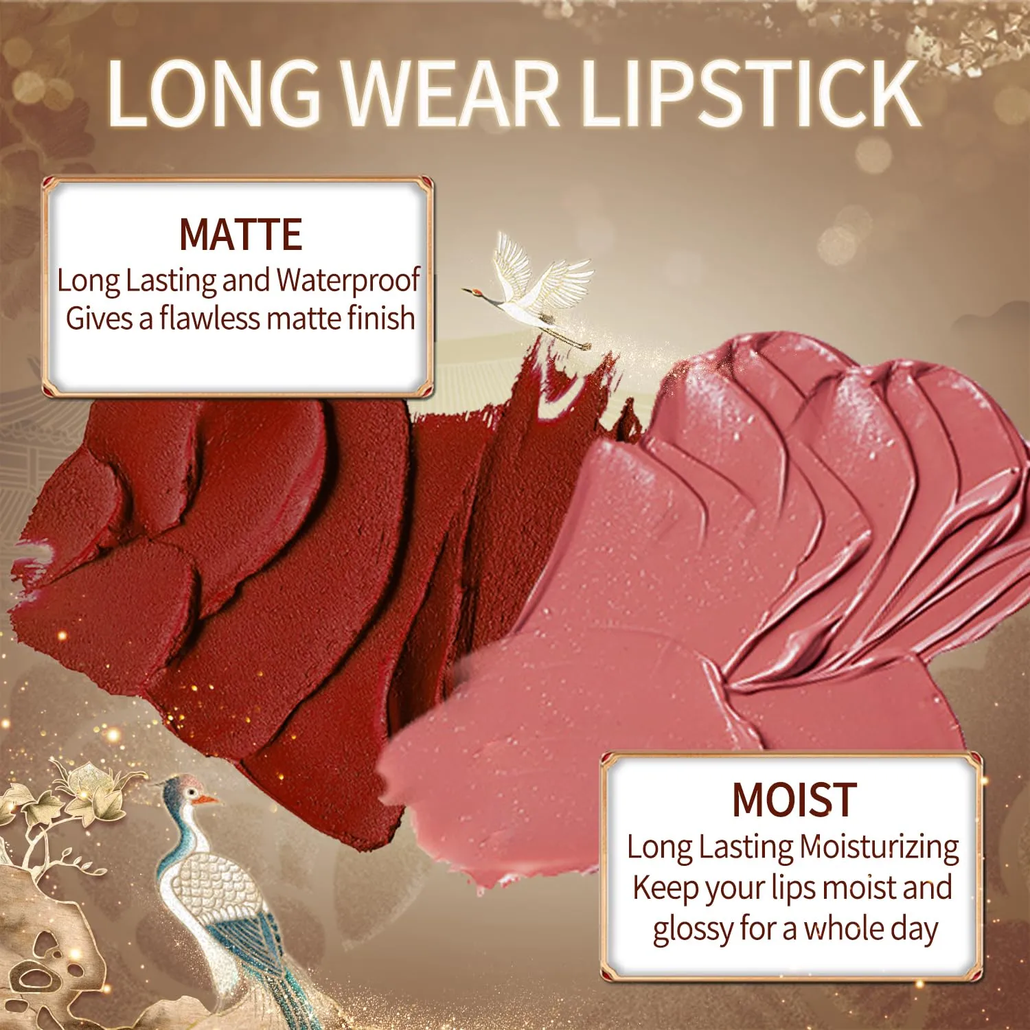 Catkin Moist Lipstick Hydrating High Impact Color Infused with Vitamin E and Avocado Oil Smooth Soft Texture Long Lasting Glow   Matte Finish 2pcs Set 04